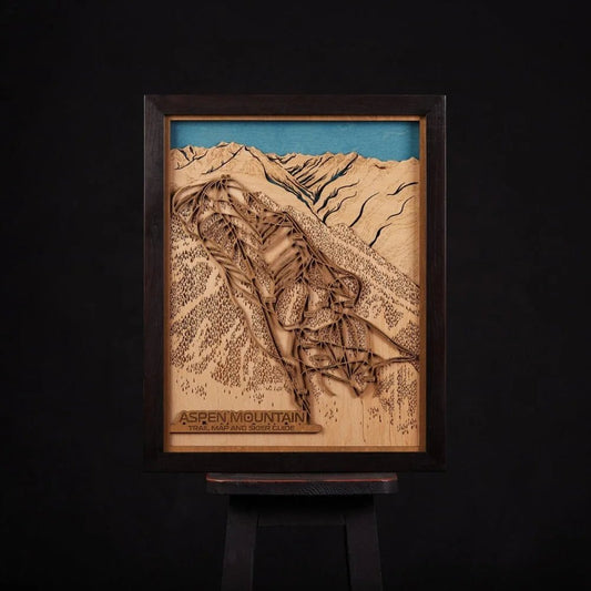 3D SKI RESORT WOOD MAP: ASPEN MOUNTAIN - ZeWood