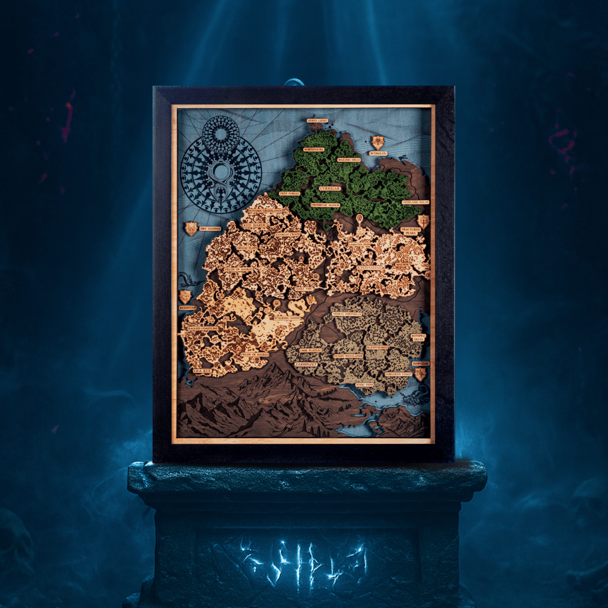 Sanctuary 3D Wood Map – Diablo 4 Inspired Wall Art – ZeWood