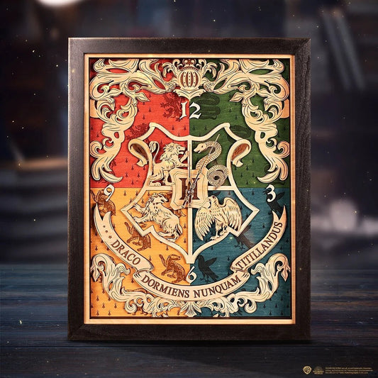 HOGWARTS™ CREST 3D WOOD WALL CLOCK - ZeWood