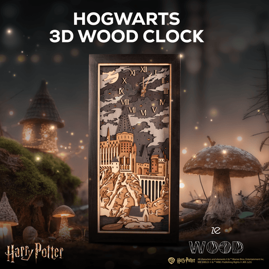 HOGWARTSâ„¢ 3D WOOD WALL CLOCK - ZeWood