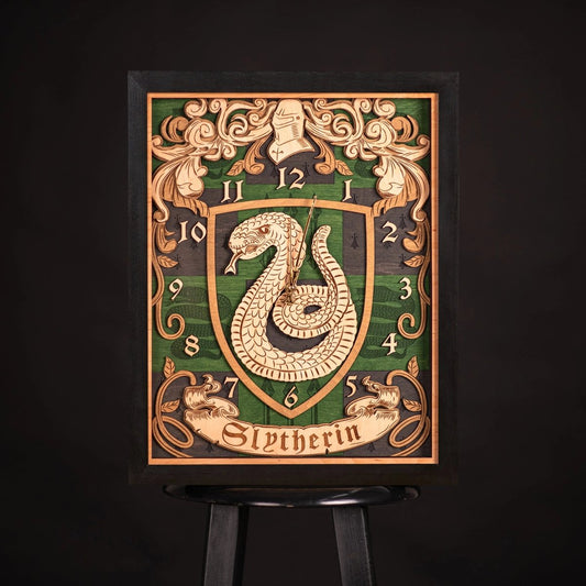 SLYTHERIN™ 3D WOOD WALL CLOCK - ZeWood
