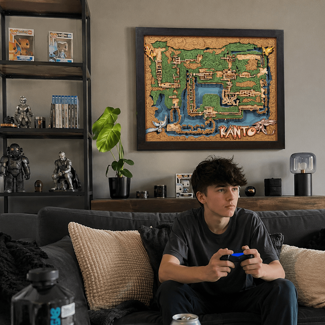 KANTO 3D WOOD MAP - ZeWood