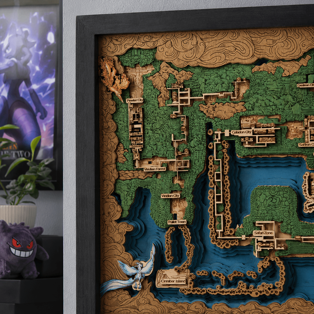 KANTO 3D WOOD MAP - ZeWood