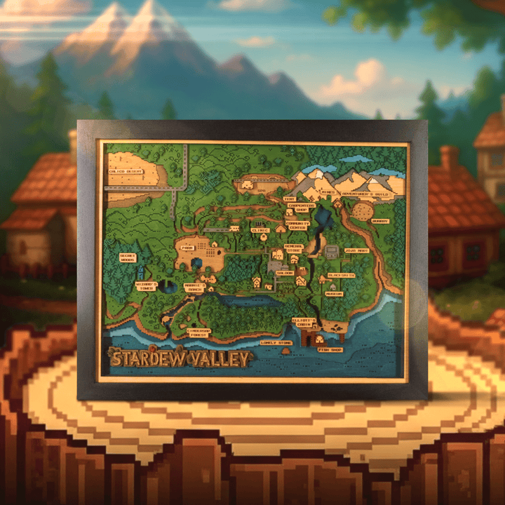 PELICAN TOWN 3D WOOD MAP