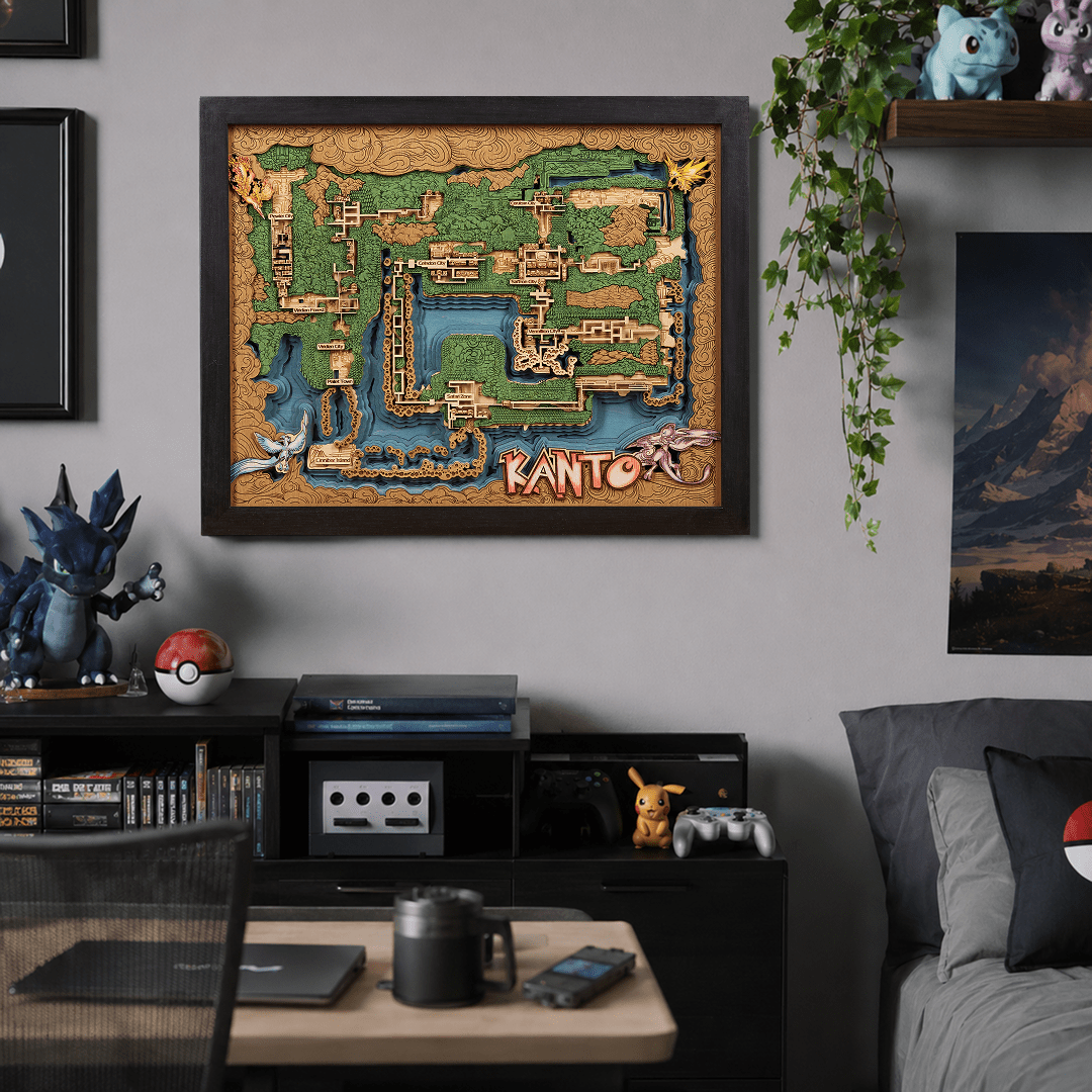KANTO 3D WOOD MAP - ZeWood