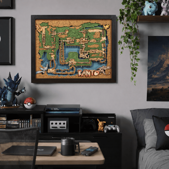 KANTO 3D WOOD MAP - ZeWood