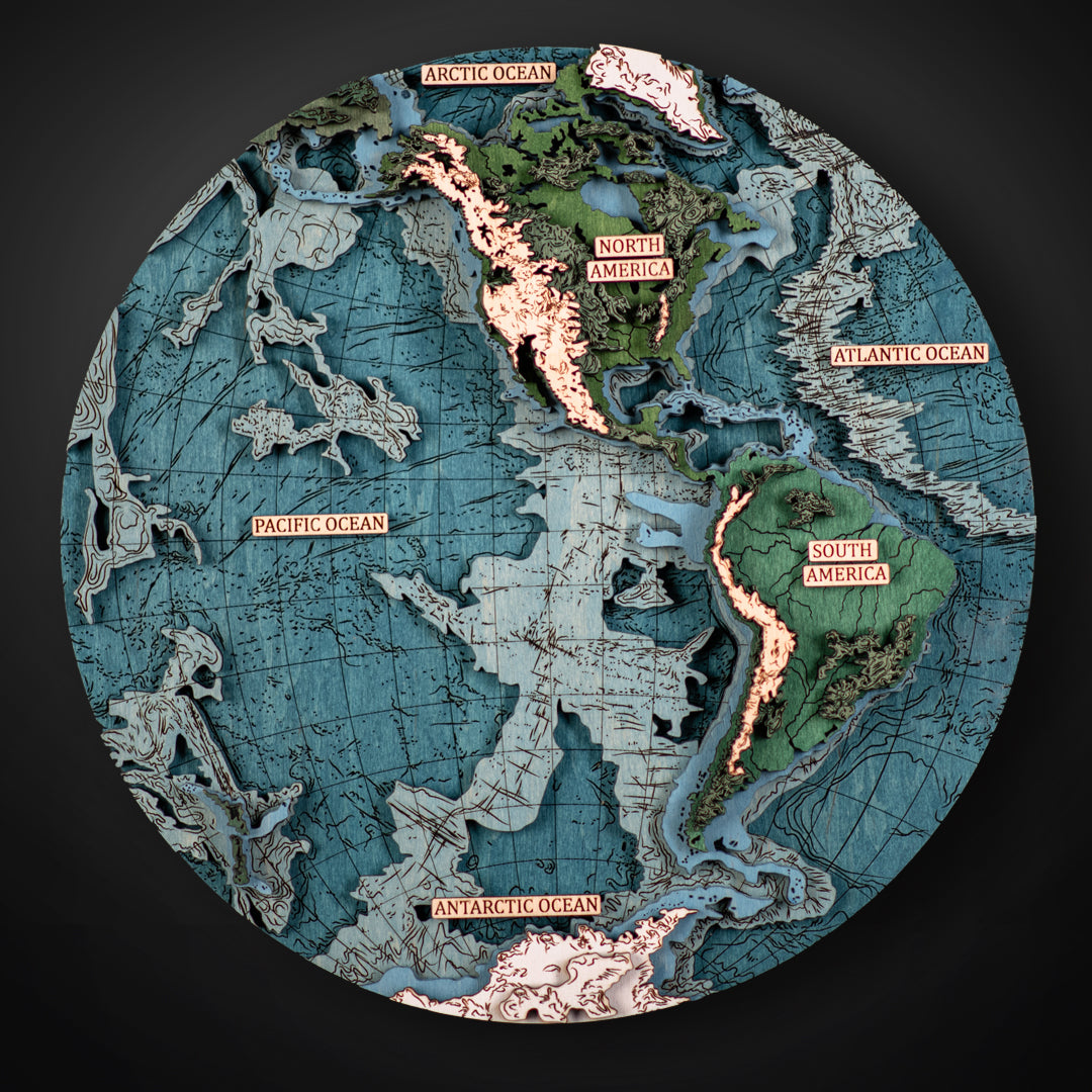 THE WORLD IN HEMISPHERES 3D MAP