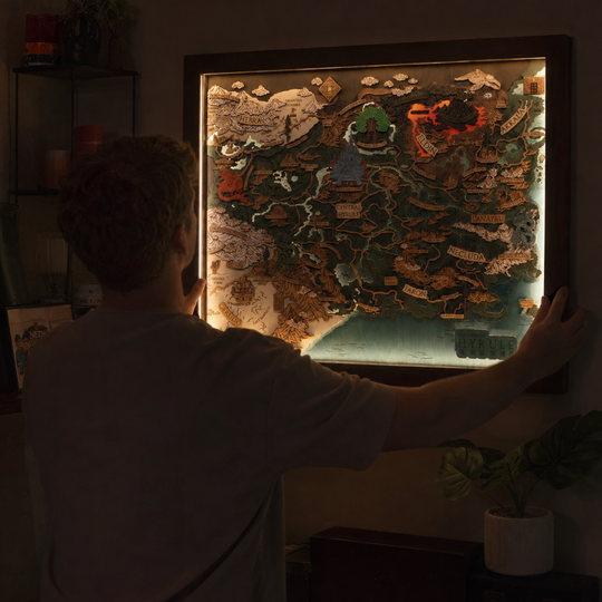 THE LANDS OF HYRULE FRAMED 3D WOOD MAP