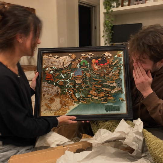 THE LANDS OF HYRULE FRAMED 3D WOOD MAP