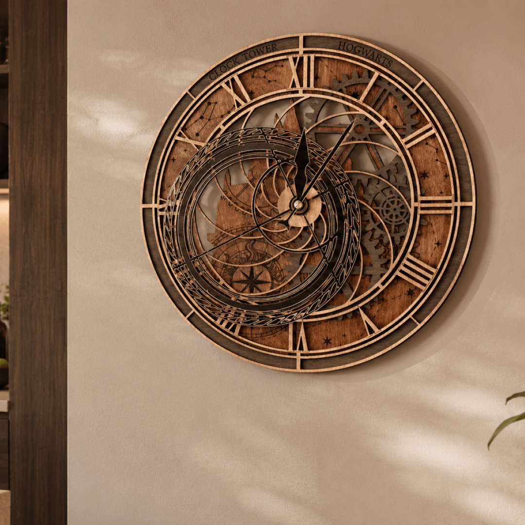 HANDCRAFTED HOGWARTS™ CLOCK TOWER 3D WALL CLOCK - OFFICIALLY LICENSED - HARRY POTTER - ZeWood