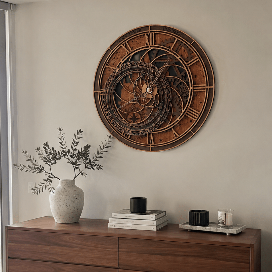 HANDCRAFTED HOGWARTS™ CLOCK TOWER 3D WALL CLOCK - OFFICIALLY LICENSED - HARRY POTTER - ZeWood