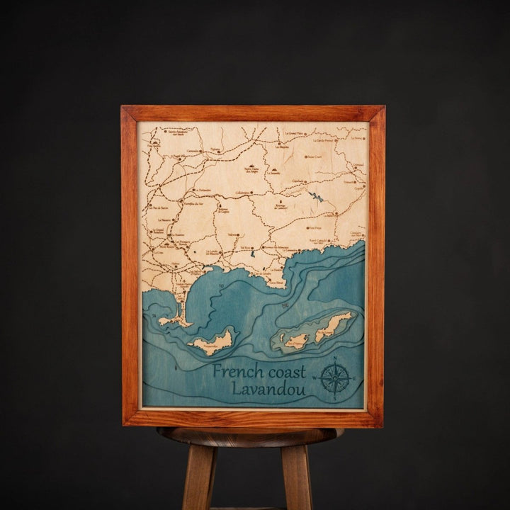 3D FRENCH COAST LAVANDOU WOOD MAP