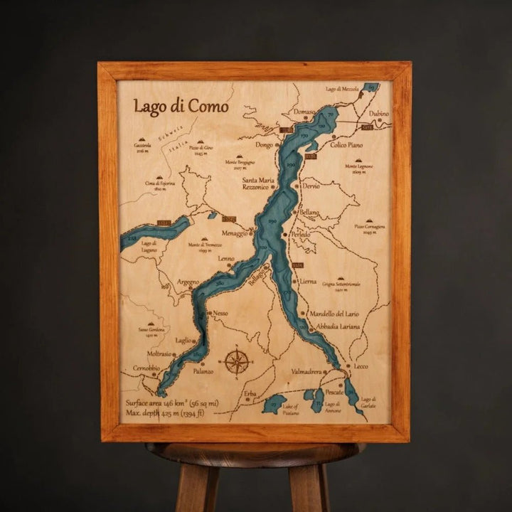3D LAKE COMO WOOD MAP