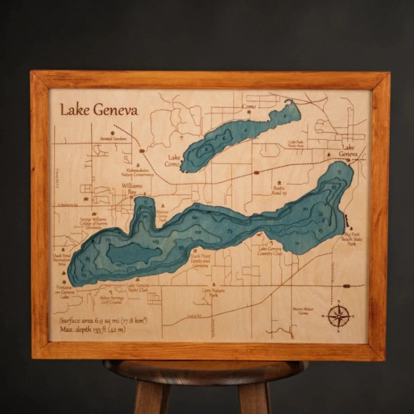 3D LAKE GENEVA MAP ZeWoodMap