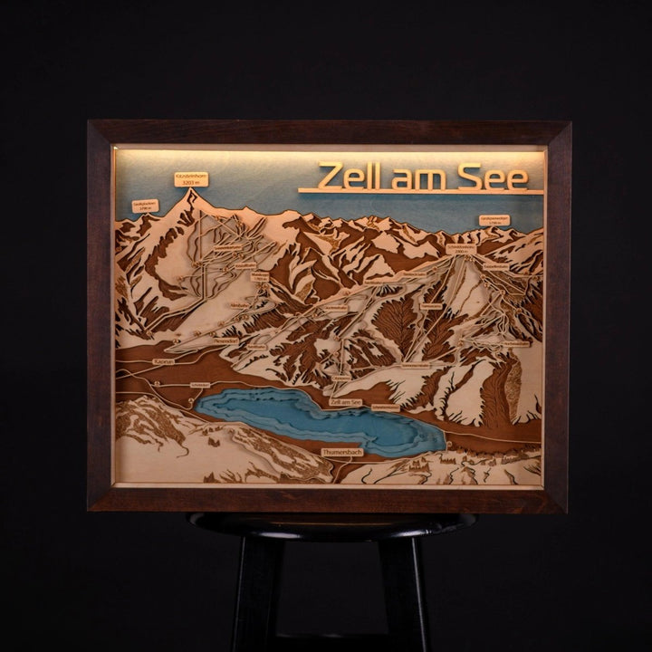 3D LED SKI RESORT WOOD MAP: ZELL AM SEE