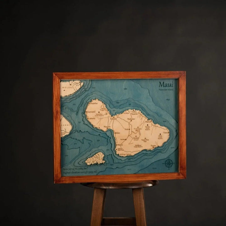 3D MAUI WOOD MAP