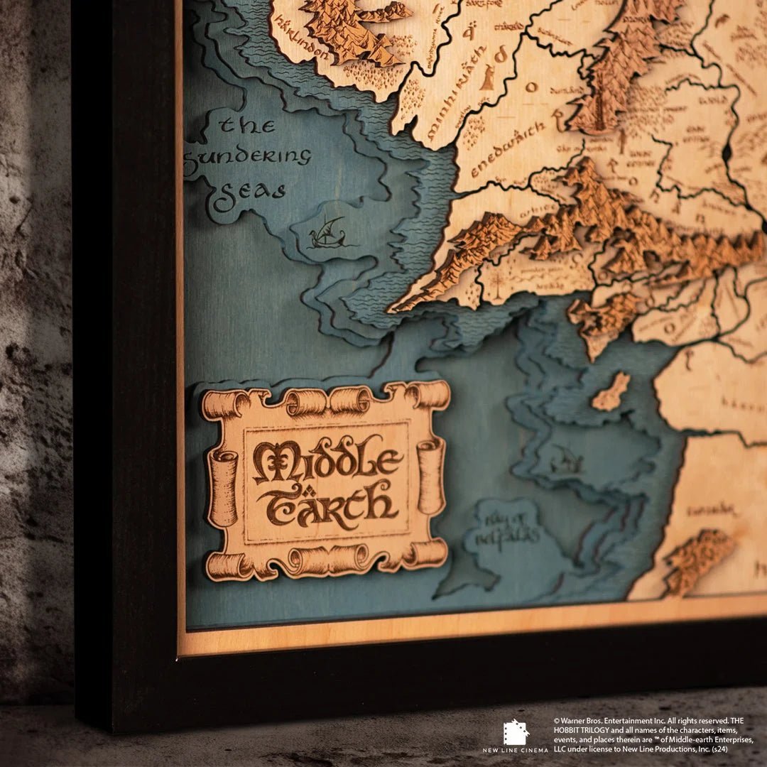 MIDDLE - EARTH™ 3D WOOD MAP WITH LIGHTING - A Legendary Wood Anniversary Gift - ZeWood