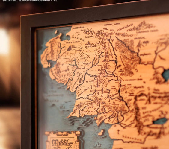 MIDDLE - EARTH™ 3D WOOD MAP WITH LIGHTING - A Legendary Wood Anniversary Gift - ZeWood