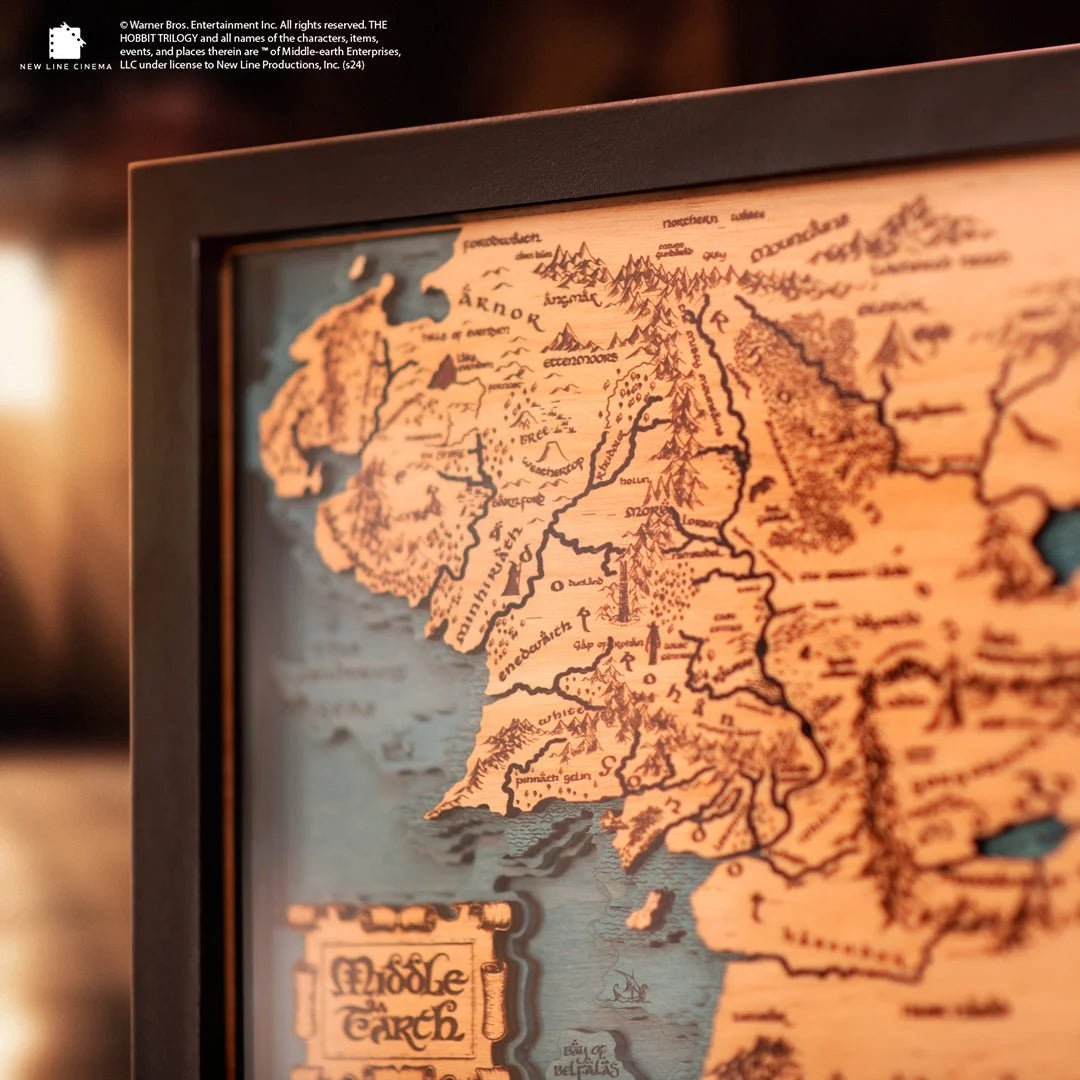 MIDDLE - EARTH™ 3D WOOD MAP WITH LIGHTING - A Legendary Wood Anniversary Gift - ZeWood