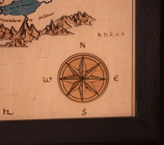 MIDDLE - EARTH™ 3D WOOD MAP WITH LIGHTING - A Legendary Wood Anniversary Gift - ZeWood