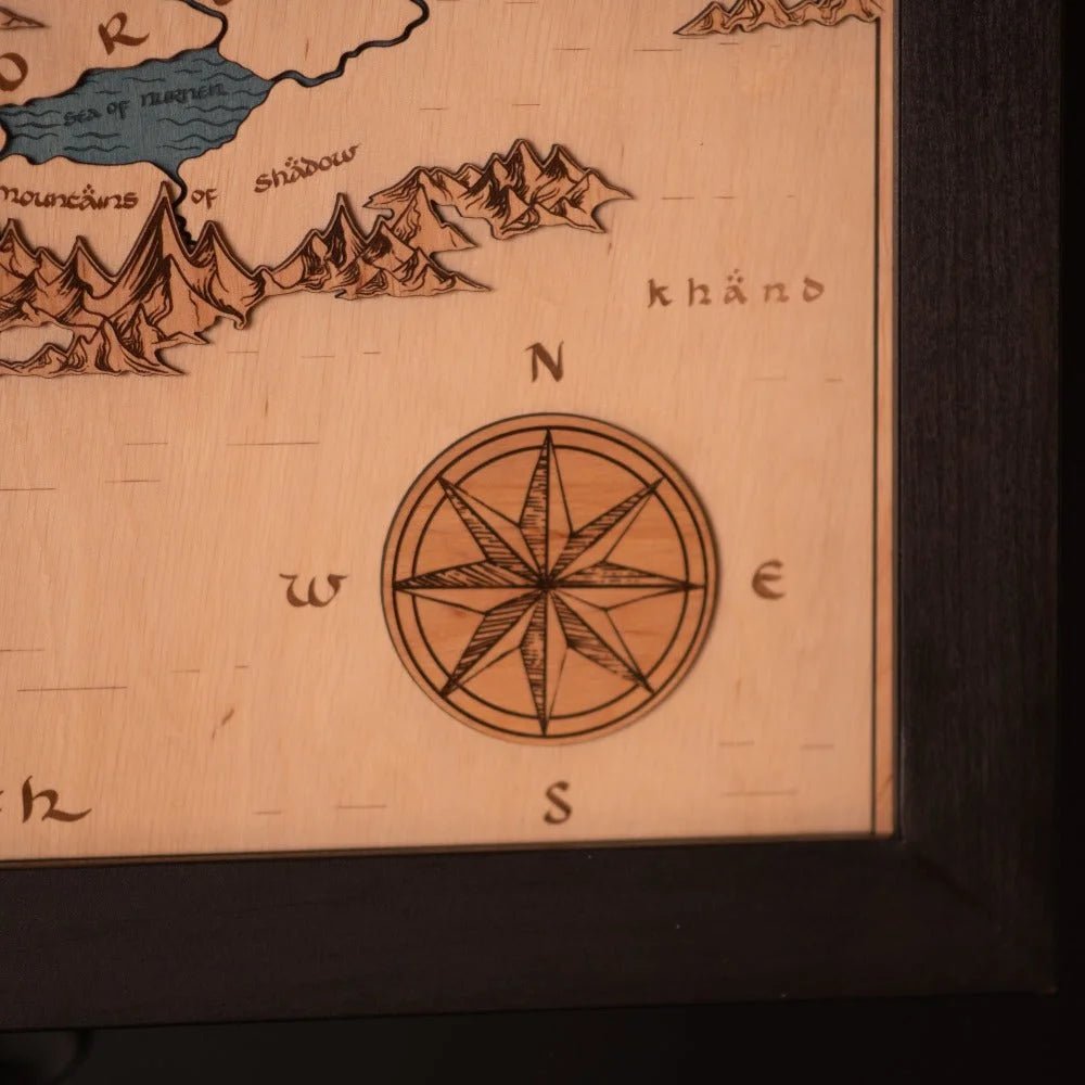 MIDDLE - EARTH™ 3D WOOD MAP WITH LIGHTING - A Legendary Wood Anniversary Gift - ZeWood