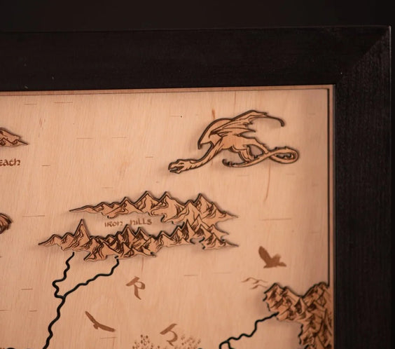 MIDDLE - EARTH™ 3D WOOD MAP WITH LIGHTING - A Legendary Wood Anniversary Gift - ZeWood