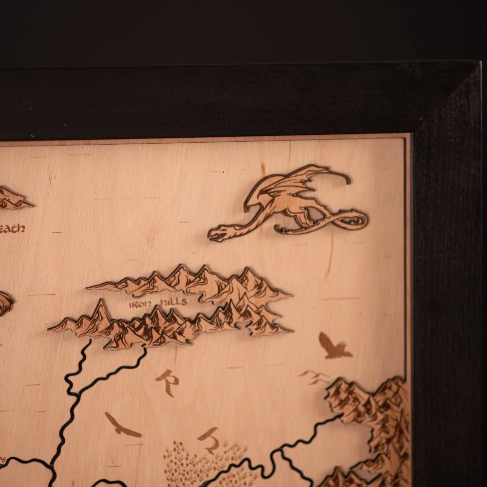MIDDLE - EARTH™ 3D WOOD MAP WITH LIGHTING - A Legendary Wood Anniversary Gift - ZeWood
