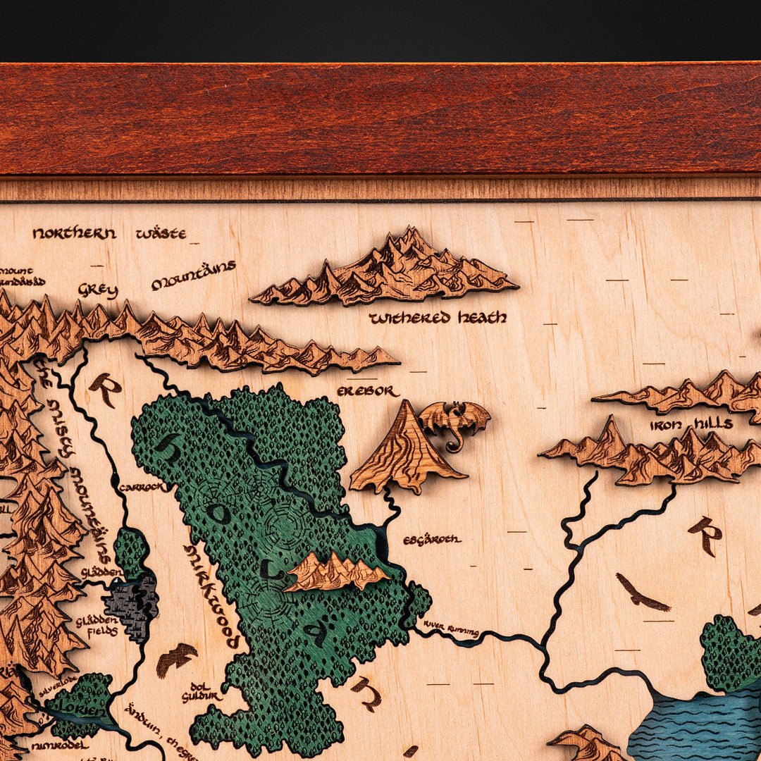 3D MIDDLE EARTH™ 3D WOOD MAP MULTICOLORED EDITION - ZeWood