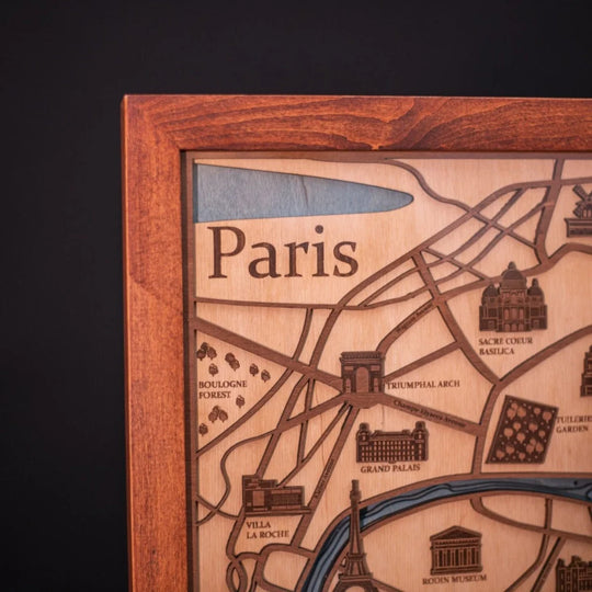 3D PARIS HIGHLIGHTS WOOD MAP ZeWood Inc.