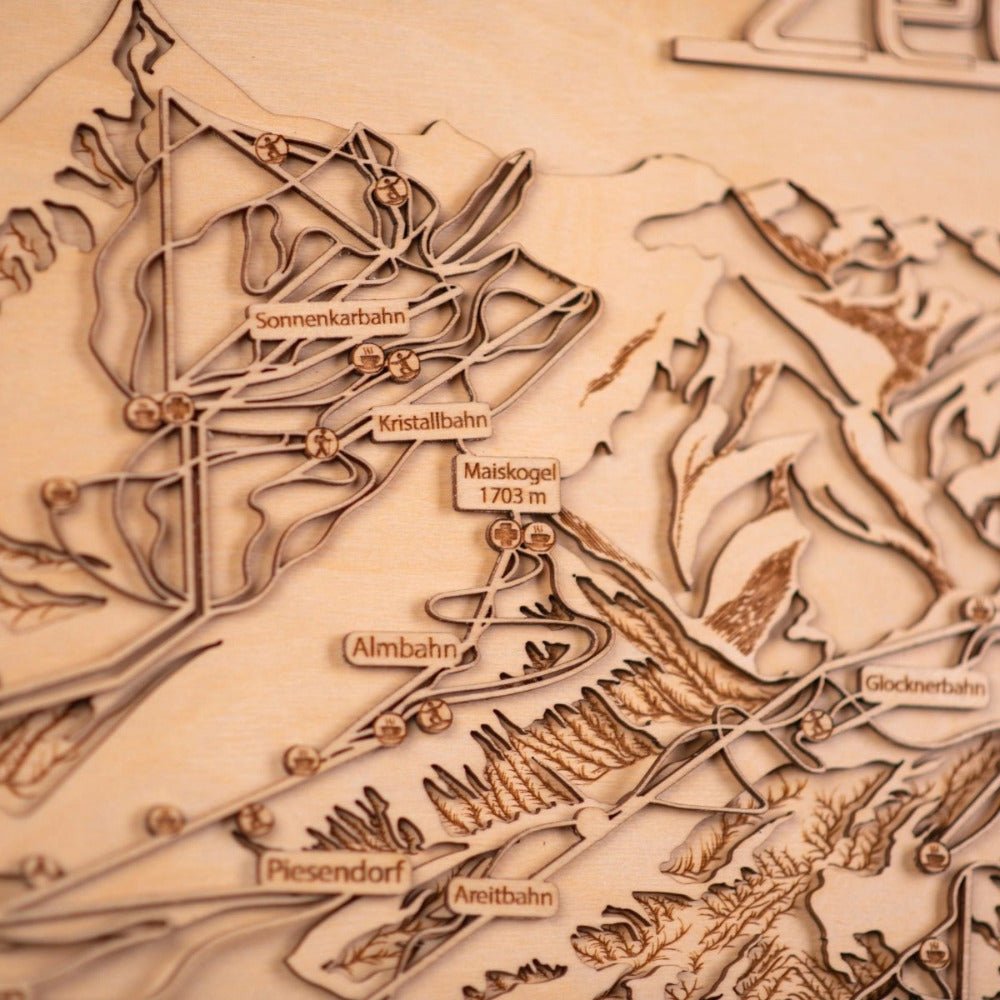 3D SKI RESORT MAP: ZELL AM SEE (NATURAL WOOD) - ZeWood