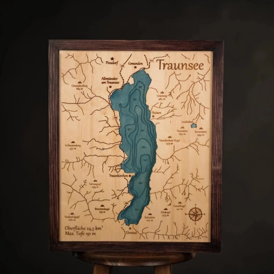 3D TRAUNSEE WOODEN MAP - ZeWood