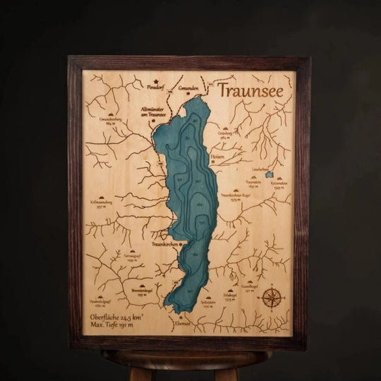 3D TRAUNSEE WOODEN MAP - ZeWood