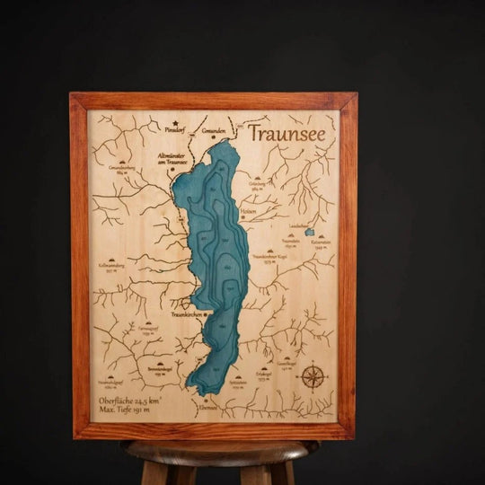 3D TRAUNSEE WOODEN MAP - ZeWood