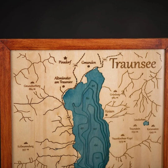 3D TRAUNSEE WOODEN MAP - ZeWood