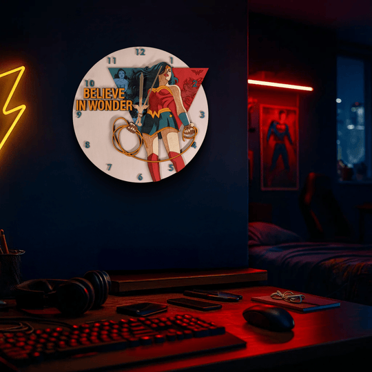 WONDER WOMAN™ 3D WALL CLOCK - ZeWood