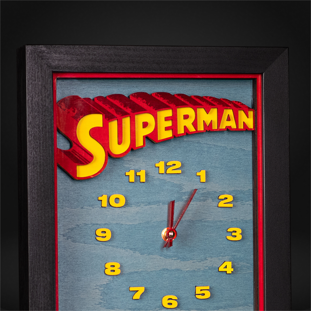 Ready-to-hang Superman clock for a powerful comic-inspired room.
