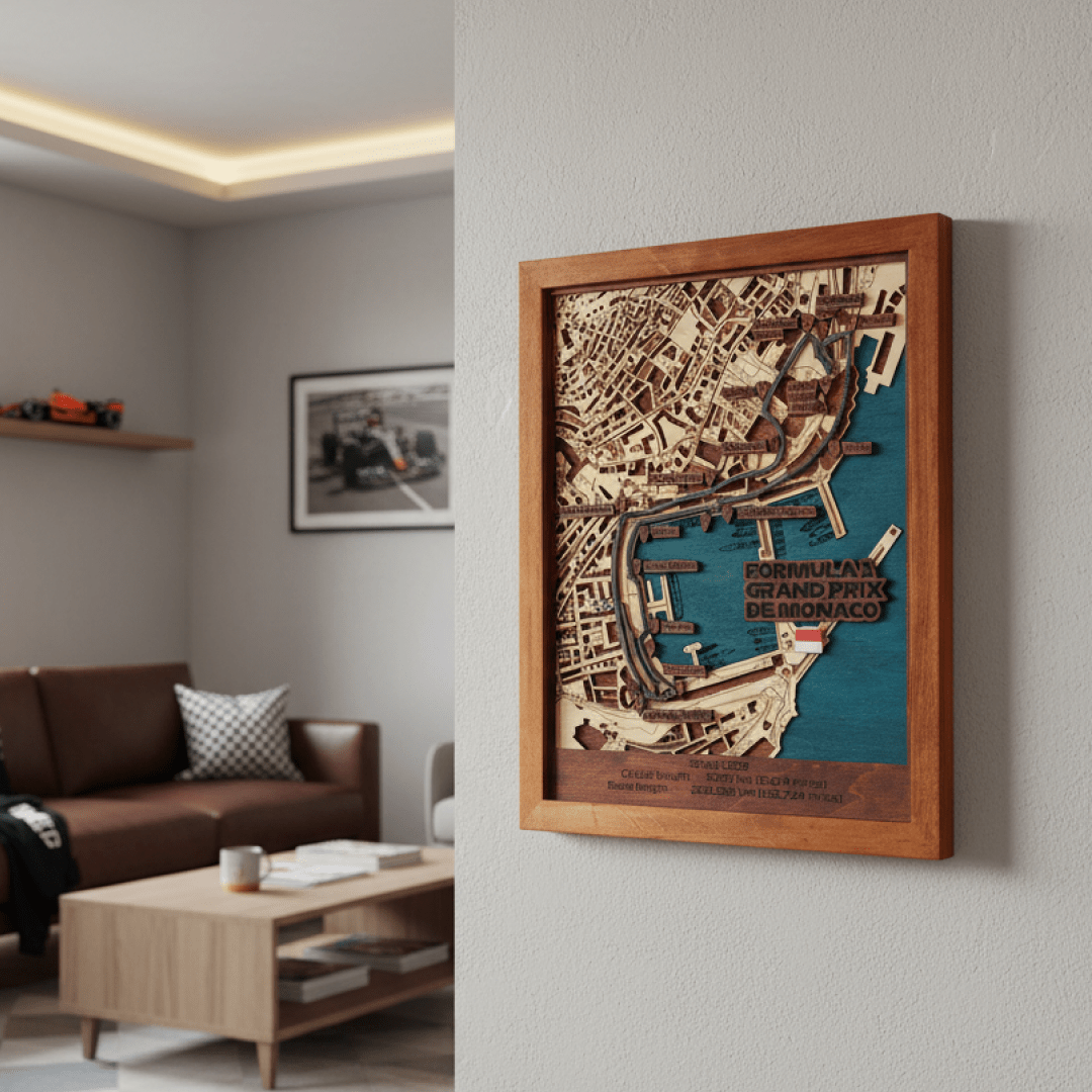 FORMULA 1 GRAND PRIX DE MONACO 3D WOOD MAP - ZeWood