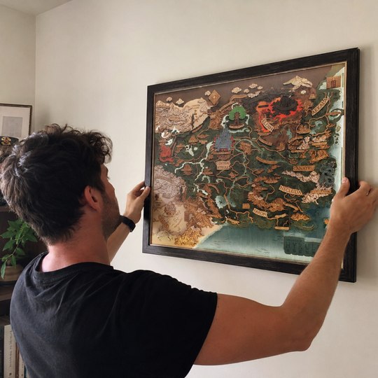 THE LANDS OF HYRULE FRAMED 3D WOOD MAP