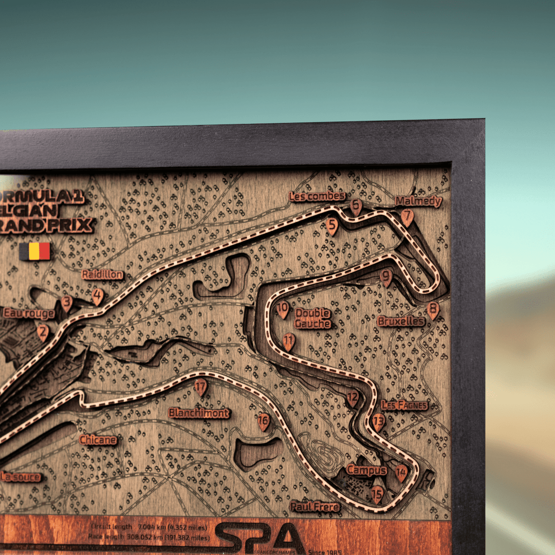 FORMULA 1 CIRCUIT DE SPA - FRANCORCHAMPS 3D WOOD MAP - ZeWood