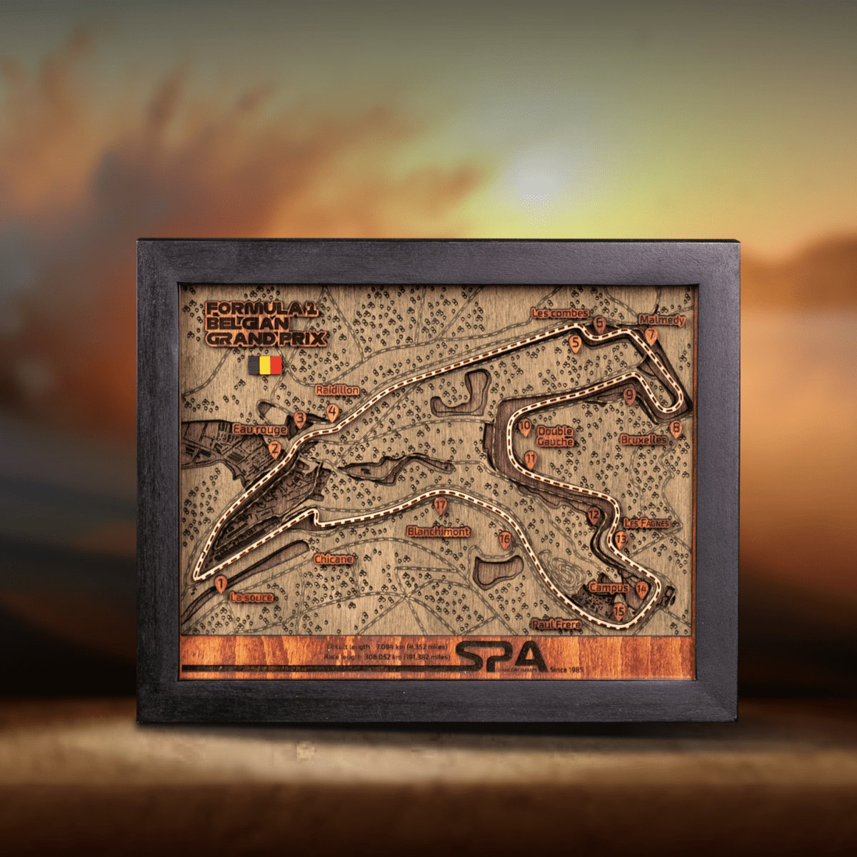 FORMULA 1 CIRCUIT DE SPA - FRANCORCHAMPS 3D WOOD MAP - ZeWood