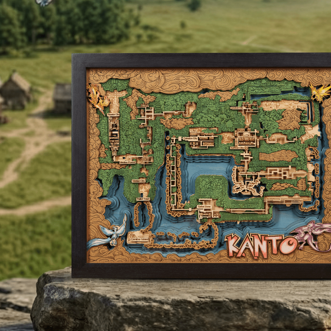 KANTO 3D WOOD MAP - ZeWood