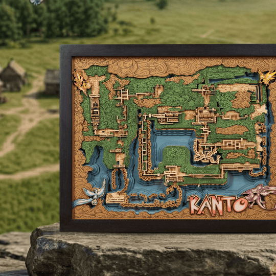 KANTO 3D WOOD MAP - ZeWood