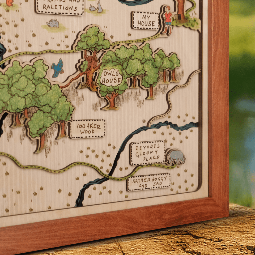 WINNIE THE POOH 3D WOOD MAP - ZeWood