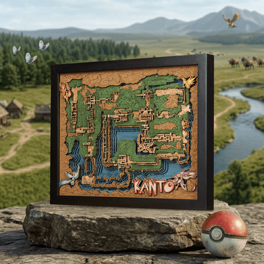 KANTO 3D WOOD MAP - ZeWood