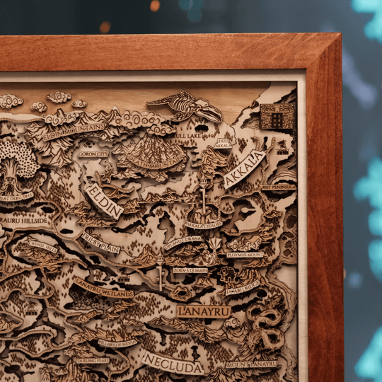 THE LANDS OF HYRULE FRAMED 3D WOOD MAP - ZeWood
