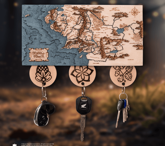 MIDDLE EARTH™ 3D KEY HOLDER – a thoughtful wood anniversary gift - ZeWood