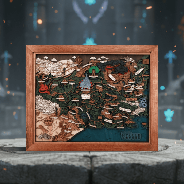 THE LANDS OF HYRULE 3D WOOD MAP - ZeWood