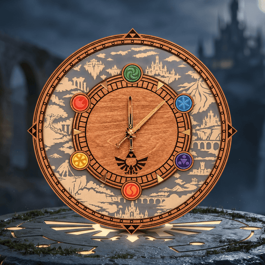 HYRULE ECHOES OF TIME WOODEN 3D WALL CLOCK - ZeWood
