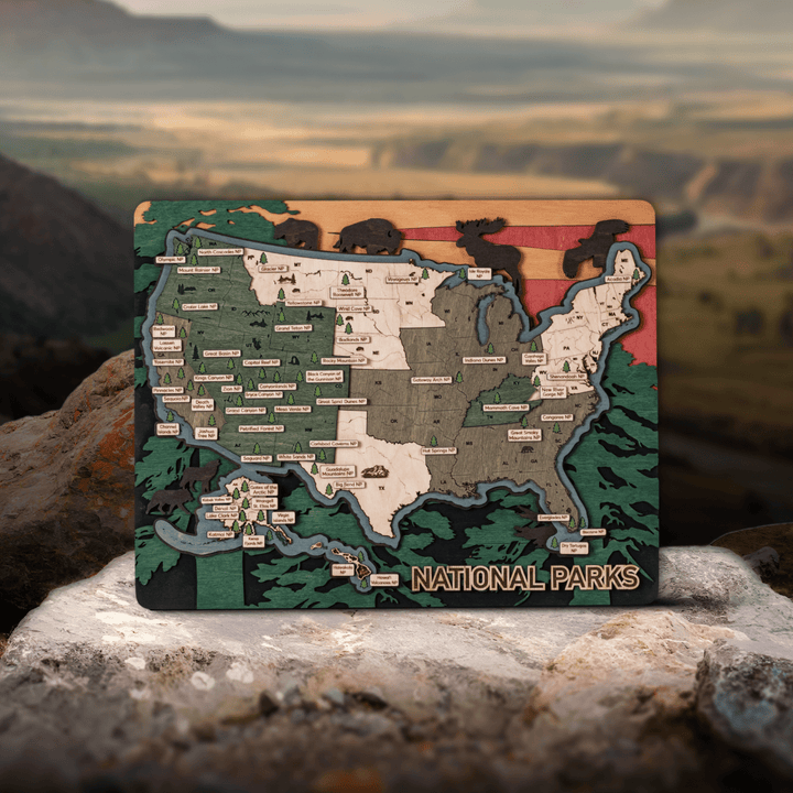NATIONAL PARKS 3D WOOD MAP