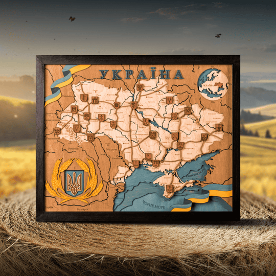 UKRAINE 3D WOOD MAP - ZeWood